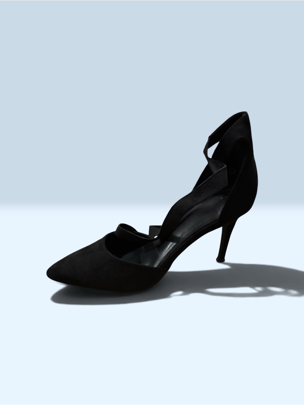 Black Pointed-Toe Strappy Pump - Elegant Women's Heel